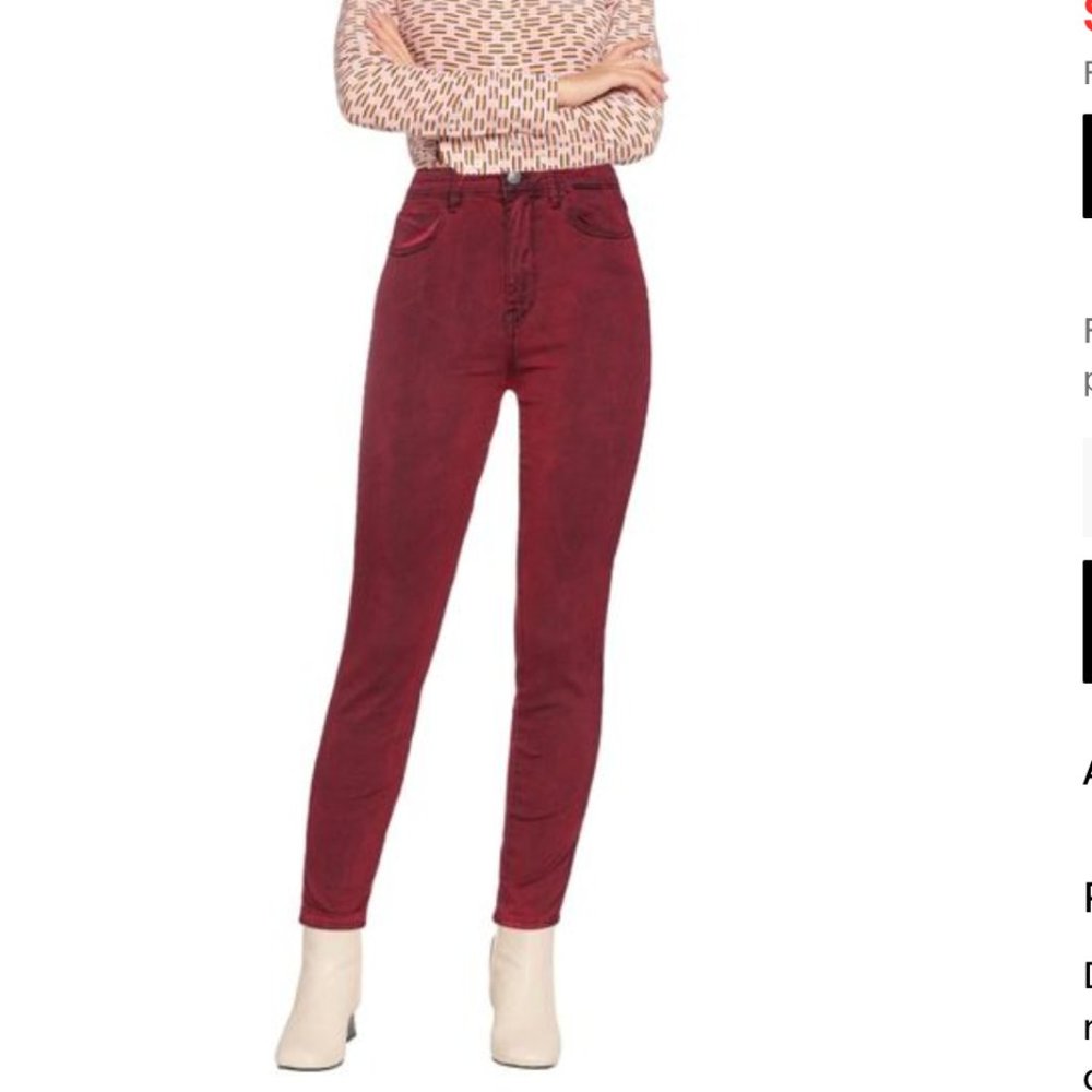 Guess Medium Rise Skinny Ankle Emma Jeans Heartache Red Coated